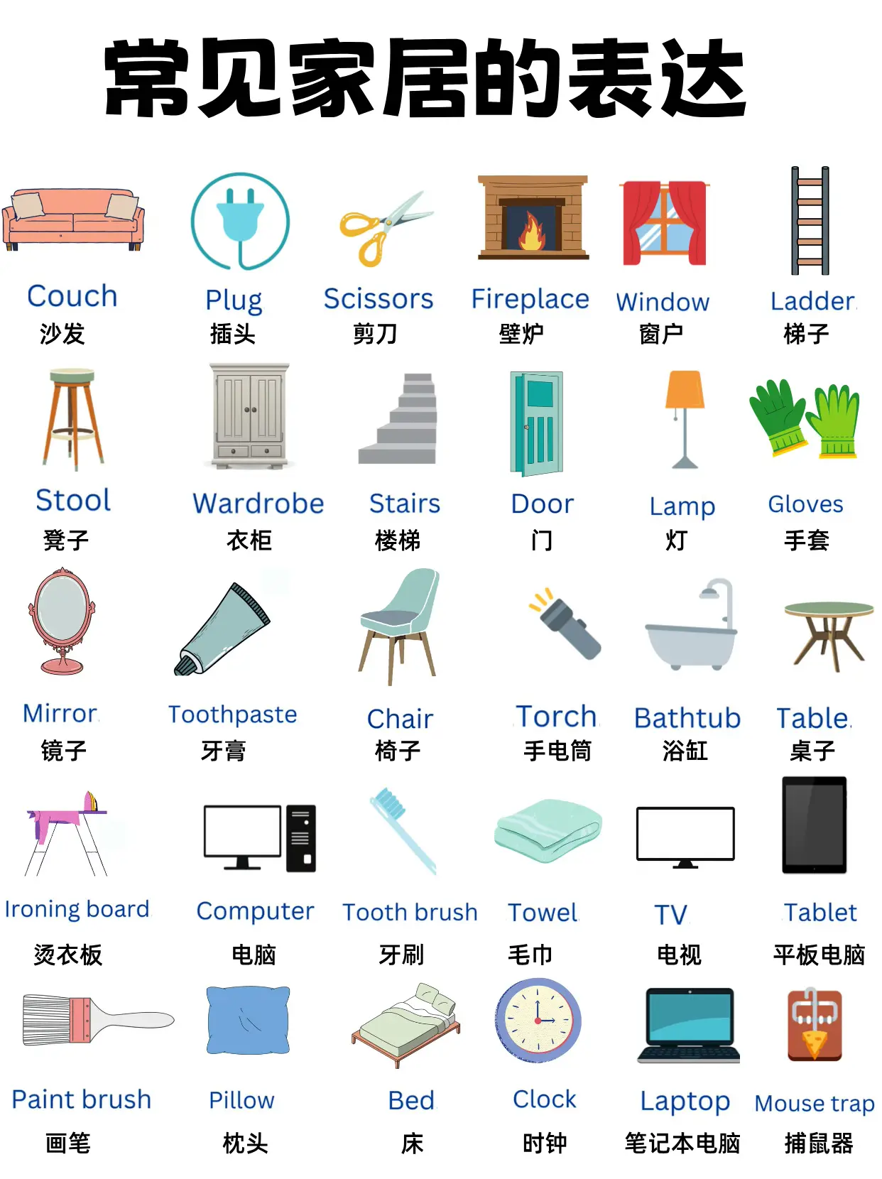 日常英語表達:家居日常用品的英語單字介紹